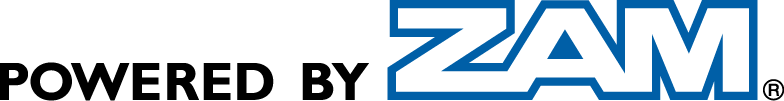 ZAM campaign logo: long and thin blue type