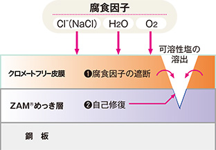 クロメートフリー処理皮膜の防食機構