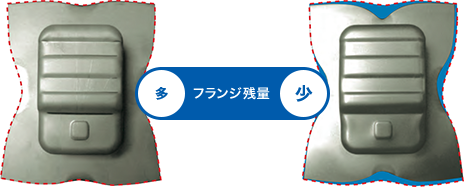 ZAM&reg;はフランジ残量の量が少ない。